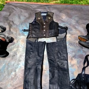 Women's size 6 Leather vest and chaps Victory
